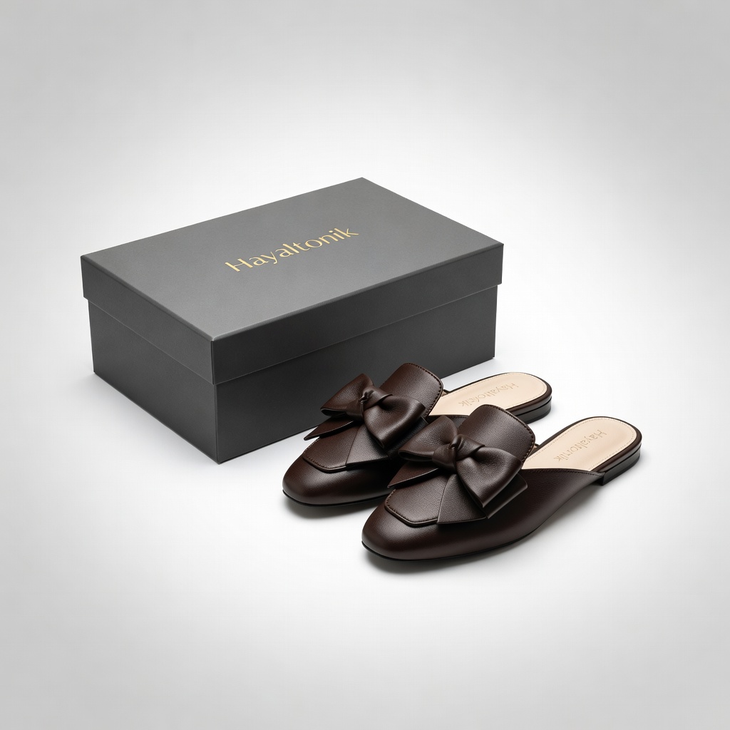 Premium Deri Fiyonk Mule